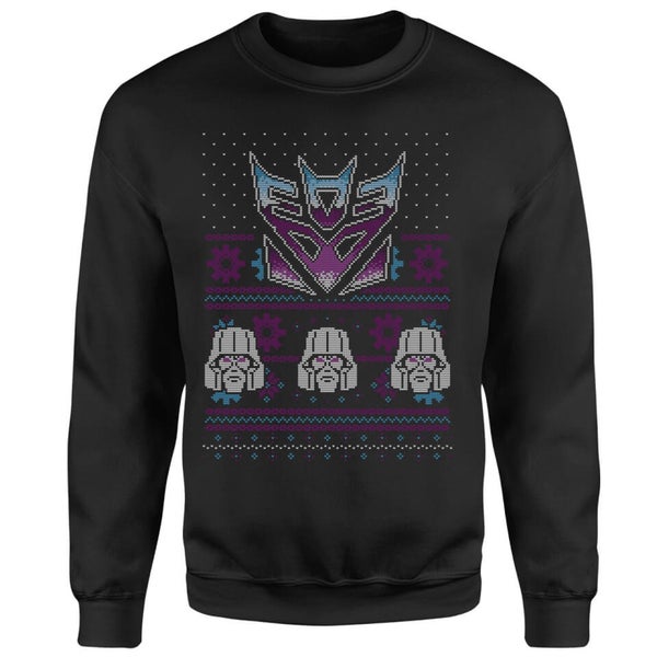 Transformers Christmas Decepticons Classic Ugly Knit Unisex Christmas Jumper Black Clothing Zavvi US