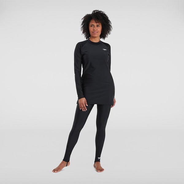 Women s Long Line Tunic Black White Speedo