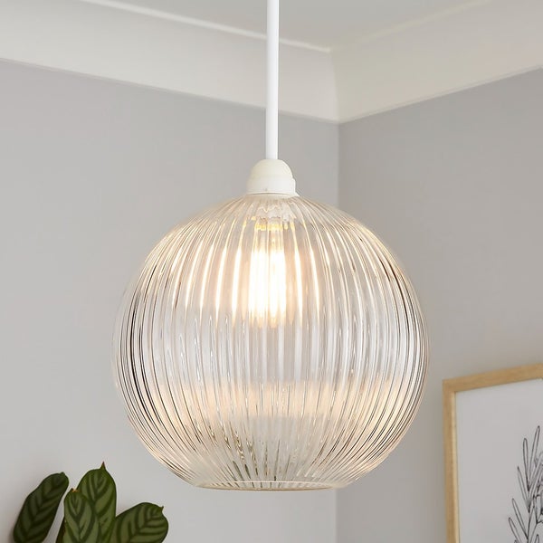 Hannah Ribbed Glass Easy Fit Shade Homebase