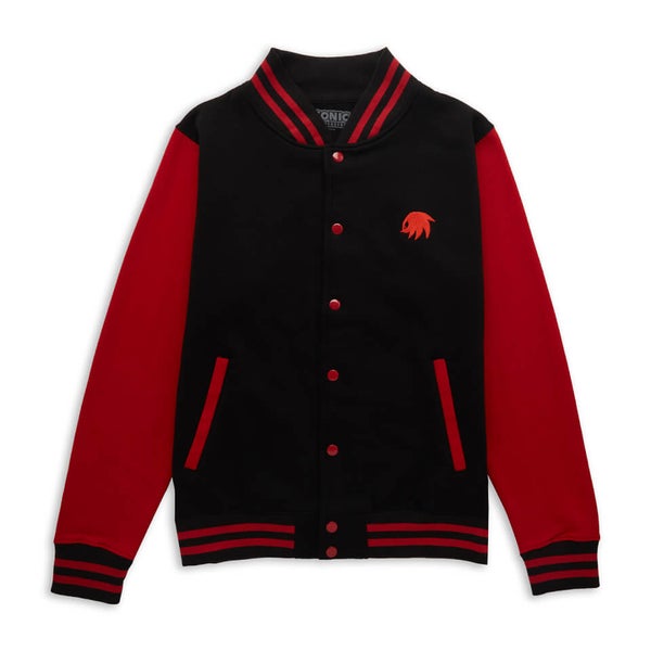 Sonic The Hedgehog Knuckles The Echidna Embroidered Varsity Jacket Black Red Clothing Zavvi UK