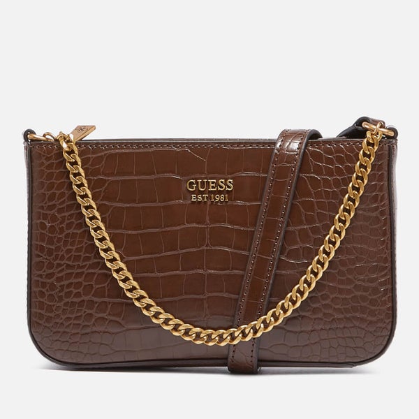 Guess■ BRIGITTA ポーチ ミニ トートバッグ brown Shop GUESS Online Brigitta Pochette Mini Handbag