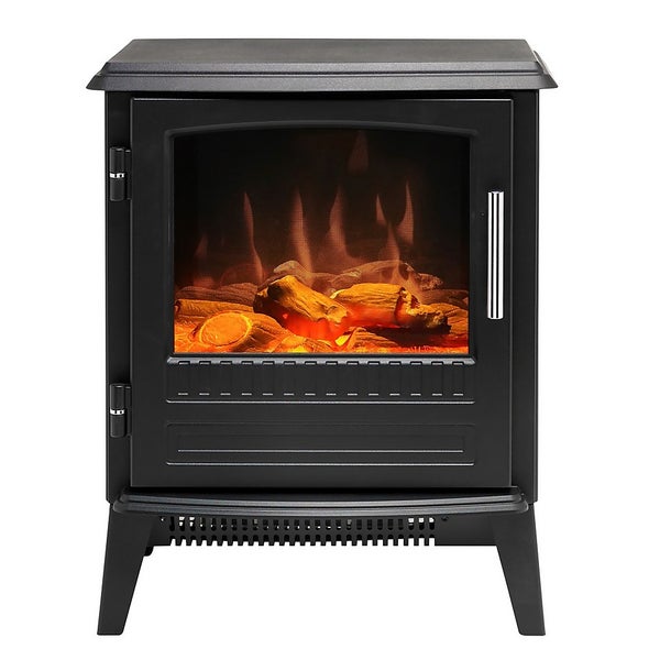 Dimplex Bari Optiflame® Freestanding Electric Stove with Realistic Log Bed  u0026 LED Flame Effect - Black | Homebase