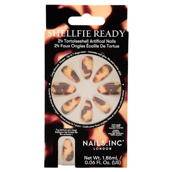 nails inc. Shellfie Ready Tortoiseshell Artificial Nails (Pack of 24)