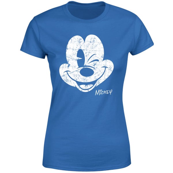 Disney Mickey Mouse Worn Face Women's T-Shirt Blue Clothing - Main Image