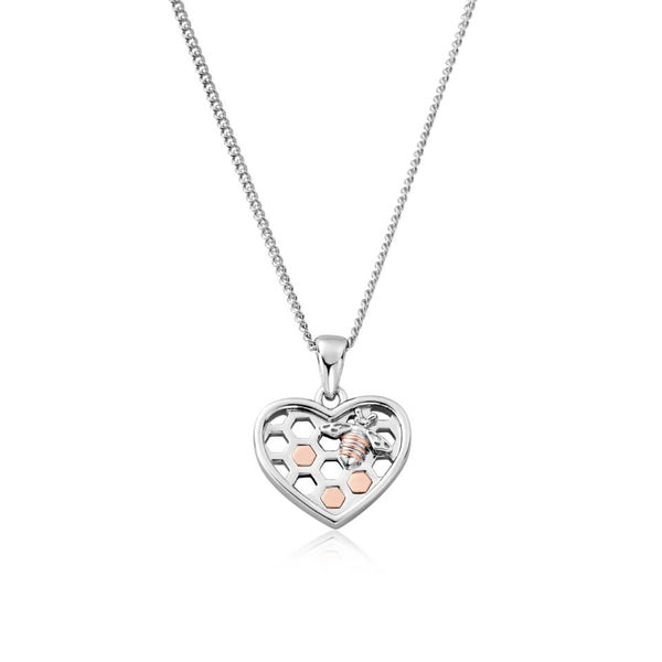 Clogau Silver & 9ct Rose Gold Past Present Future Heart Topaz Pendant |  Johnsons Jewellers