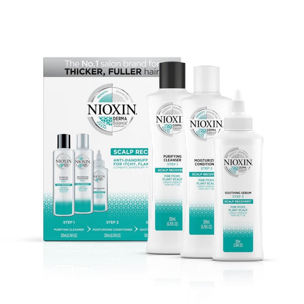 NIOXIN 3-Part Scalp Recovery Anti-Dandruff System Kit for Itchy, Flaky, Dry Scalp