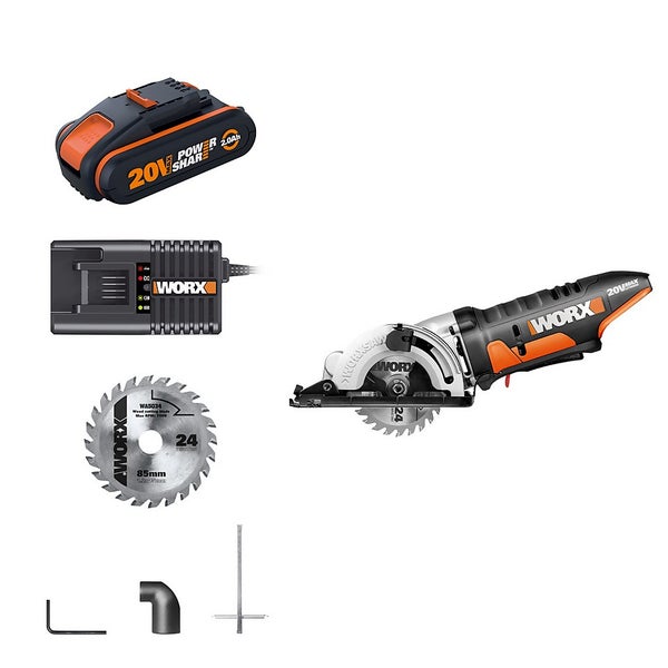 Worx WX527 20v 2.0Ah Worxsaw Cordless Compact Circular Saw Homebase