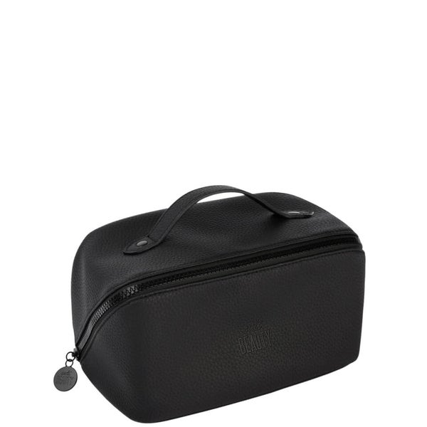 Black makeup bag with compartments on sale