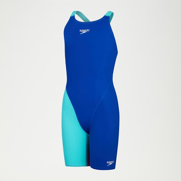 Girls Fastskin Endurance Openback Kneeskin Blue Green Speedo