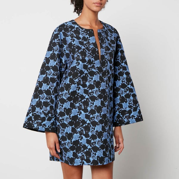 “BAUM UND PFERDGARTEN” ティアードミニドレス Flower/Blue Baum Und Pferdgarten Abu Floral-Jacquard Mini Dress | TheHut.com
