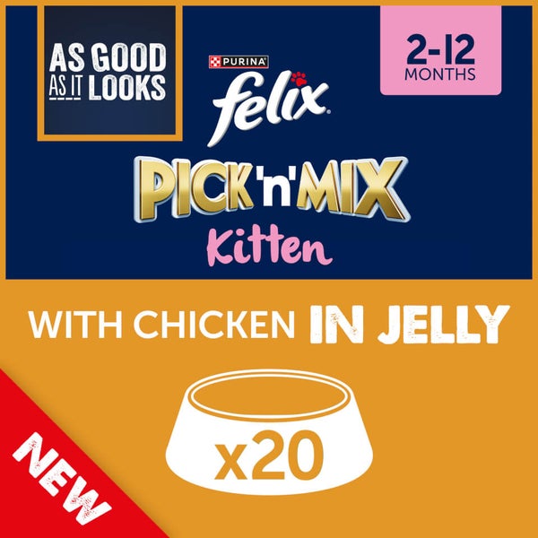 Felix Kitten As Good As It Looks Wet Cat Food with Chicken in Jelly 20x100g Purina Direct