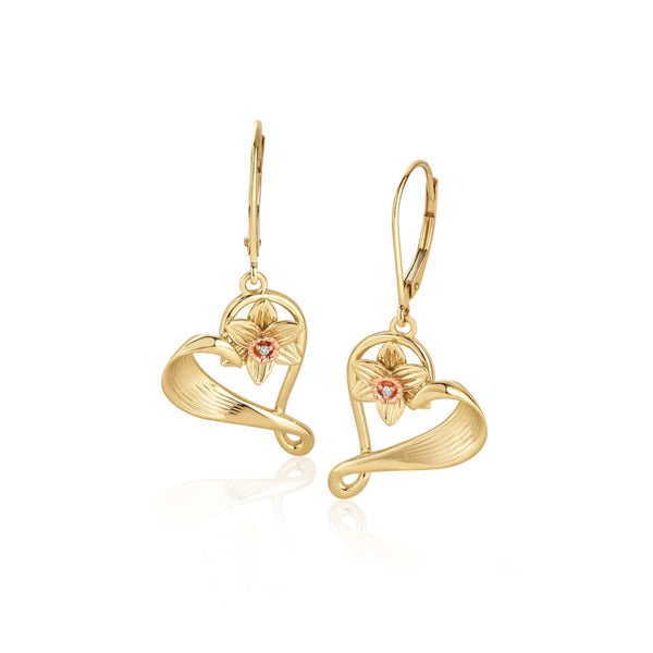 St Davids Daffodil Heart Diamond Drop Earrings Clogau Outlet
