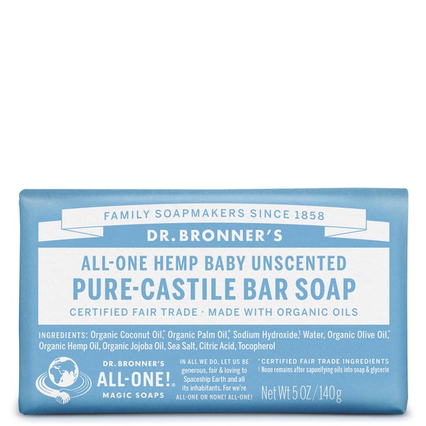 Dr Bronner's Pure Castile Bar Soap Baby Unscented 140g