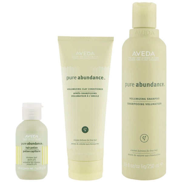 Aveda Pure Abundance Volumising Trio- Shampoo, Conditioner & Abundance Hair Potion -shampoo, hoitoaine ja Abundance Hair Potion