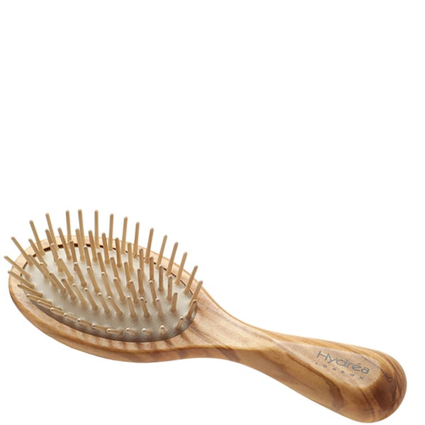 Hydrea London Hair Brush Brosse à cheveux antistatique en bois d'olive format de poche