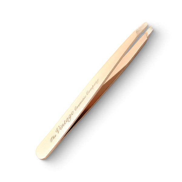 The Vintage Cosmetic Company Slanted Tweezers – Rose Gold (Beauty Box)
