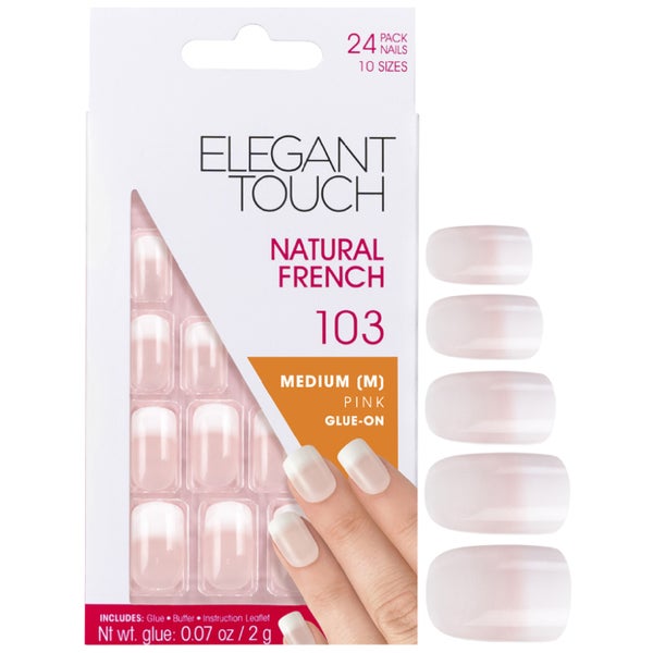 Natural French Nails da Elegant Touch - 103 (M) (Pink) (Ponta em degradé)