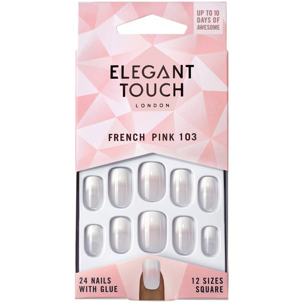 Uñas con manicura francesa natural de Elegant Touch - 103 (M) (Rosa) (Punta en degradado)