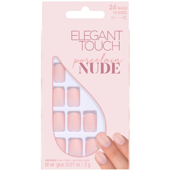 Короткие матовые накрашенные накладные ногти коллекции «Nude» Elegant Touch Nude Collection Nails — Porcelain