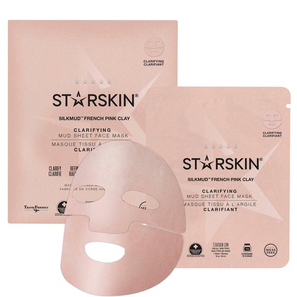 Очищающая маска с глиной STARSKIN SILKMUD™ Pink French Clay Purifying Liftaway Mud Face Sheet Mask