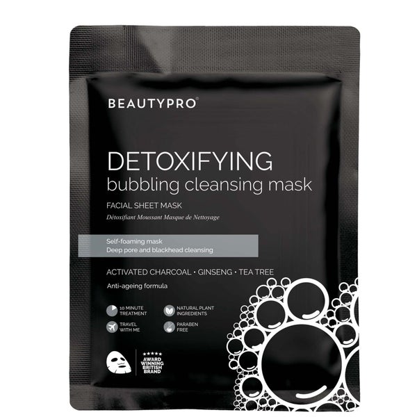 BeautyPro Detoxifying Foaming Cleansing Sheet Mask with Activated Charcoal