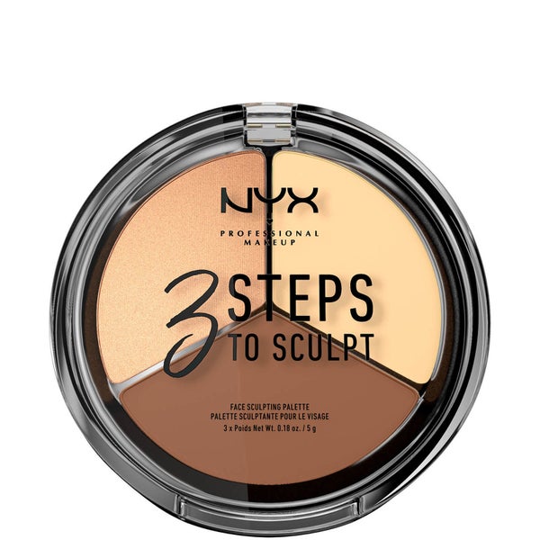 NYX Professional Makeup 3 Steps to Sculpt Face Sculpting Palette -contourpaletti, Light