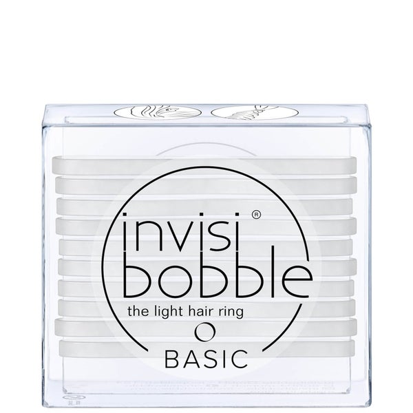 حلقات الشعر الخفيفة Basic من invisibobble - بلون Crystal Clear (حزمة من 10)