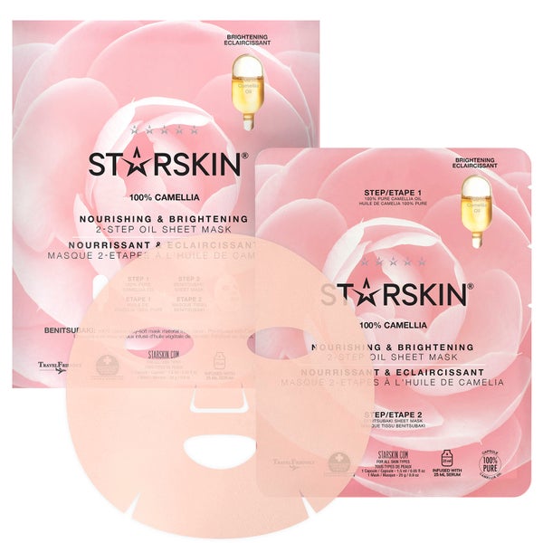 STARSKIN 100% Camellia 2-Step Oil Sheet Mask – odżywiająca i rozjaśniająca maseczka w płachcie