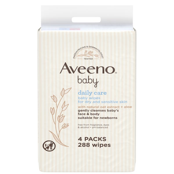 Aveeno Baby Daily Care Baby Wipes (4 x 72 servietter)