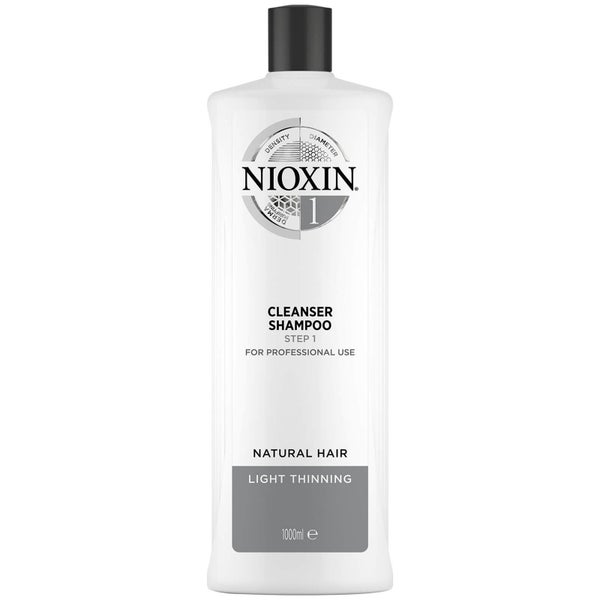 NIOXIN Champú Limpiador Sistema 1 de 3 partes para cabellos naturales con poco espesor 1000ml