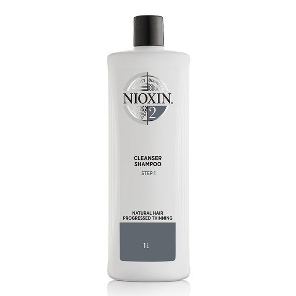 NIOXIN 3-częściowy System 2 Szampon oczyszczający do włosów naturalnych z postępującym przerzedzeniem 1000ml