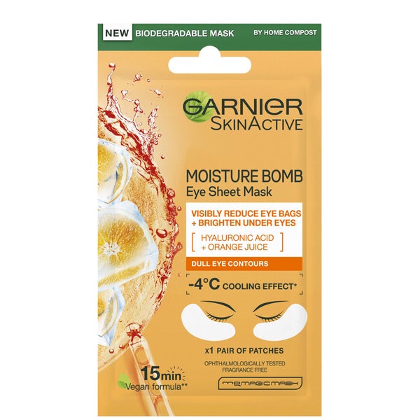 Тканевые патчи для глаз Garnier Hyaluronic Acid and Orange Juice Hydrating Brightening Eye Sheet Mask, 6 г