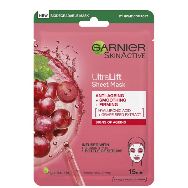 แผ่นมาส์กหน้า Garnier Ultralift Anti Ageing Radiance Boosting 32 ก.