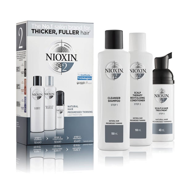 NIOXIN 3-częściowy zestaw próbny Systemu 2 dla włosów naturalnych z postępującym przerzedzeniem