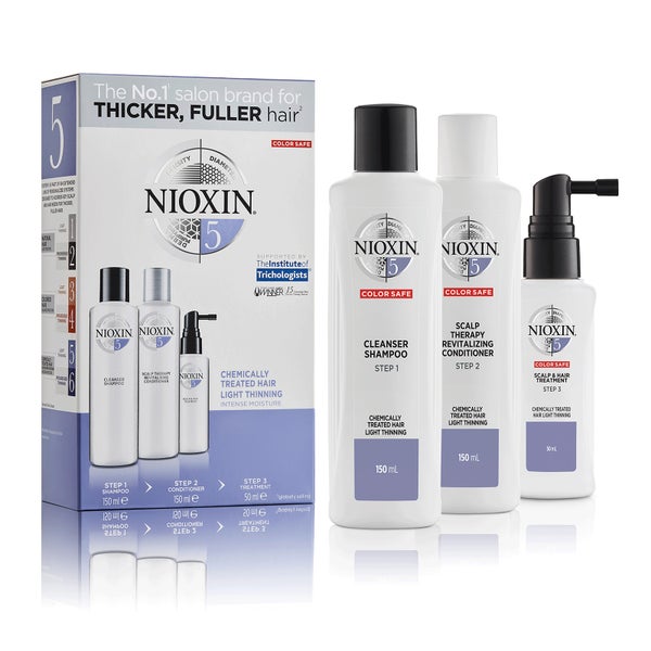 NIOXIN 3-częściowy System 5 Zestaw próbny do włosów poddawanych zabiegom chemicznym z lekkim przerzedzeniem