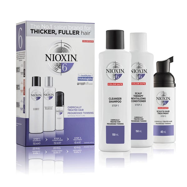 NIOXIN 3-częściowy System 6 Zestaw próbny do włosów poddawanych zabiegom chemicznym z postępującym przerzedzeniem