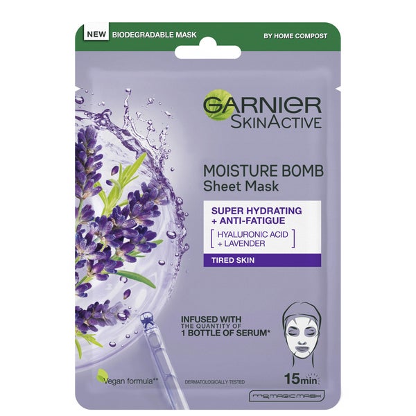 Garnier Moisture Bomb maschera viso idratante in tessuto alla lavanda