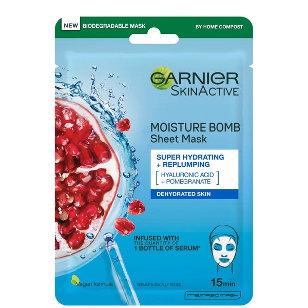 Mascarilla facial de tela hidratante Moisture Bomb Pomegranate de Garnier