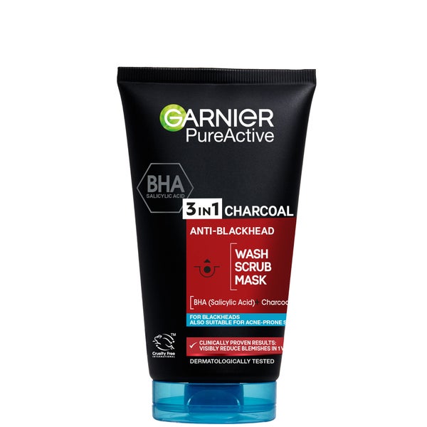 Garnier Pure Active Intensive 3 in 1 Anti-Blackhead Charcoal Wash, Scrub and Mask żel do mycia, peeling i maseczka 150 ml
