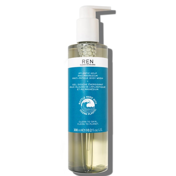 REN detergente corpo anti-fatica con alghe brune dell'Atlantico e magnesio - 300 ml (confezione con plastica marina riciclata)