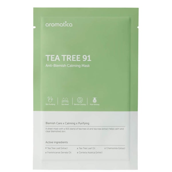 Mascarilla calmante anti imperfecciones con árbol de té Tea Tree 91 de AROMATICA (1 unidad)