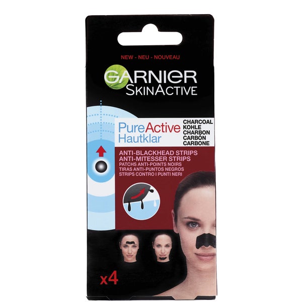 Garnier Pure Active Charcoal Anti-Blackhead Nose Strips(가르니에 퓨어 액티브 차콜 안티 블랙헤드 노즈 스트립 x 4)