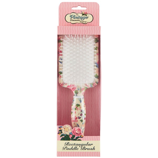 The Vintage Cosmetic Company Floral Rectangular Paddle Hair Brush -hiusharja