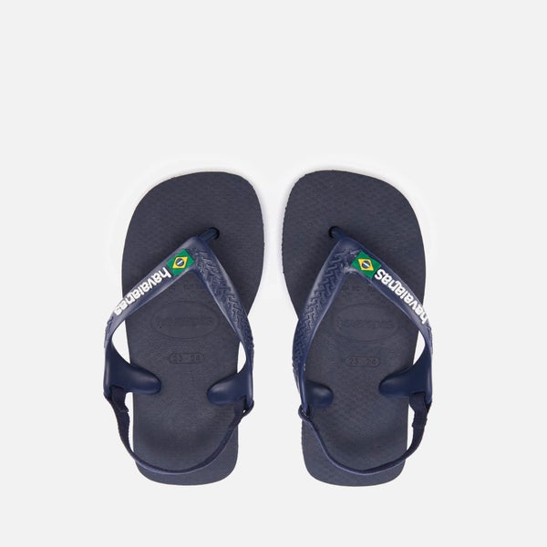 Havaianas Toddler's Brasil Logo Sandals - Navy Blue/Citric Yellow