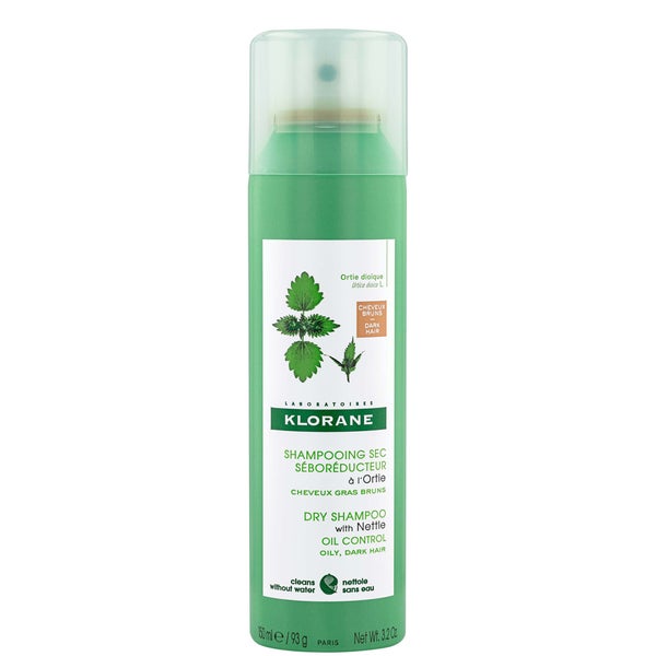 Klorane Dry Shampoo with Nettle Natural Tint - Oil Control for Dark Hair 3.2 oz.