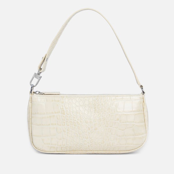 BY FAR Women's Rachel Croco Embossed Leather Bag - Cream