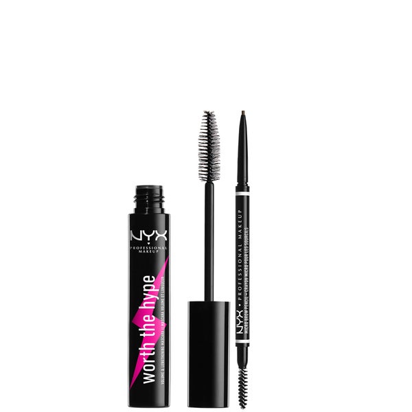 NYX Professional Makeup Micro Eyebrow Pencil and Black Volumizing Mascara Duo