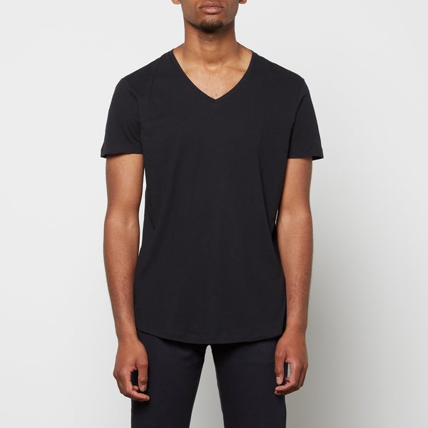 Ob-V 테일러드 핏 V넥 티셔츠 블랙
