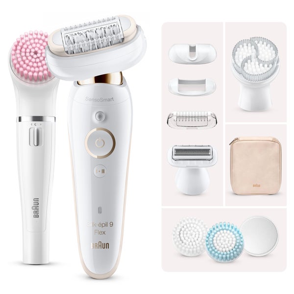 Braun Silk-épil 9 Flex 9100 Beauty Set, White/Gold