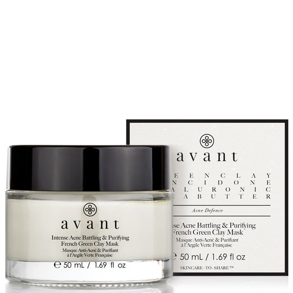 Avant Skincare Mascarilla intensa contra el acné y purificadora de arcilla verde francesa 50ml